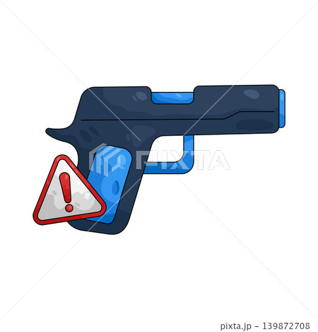 Illustration of gun with warning sign  139872708