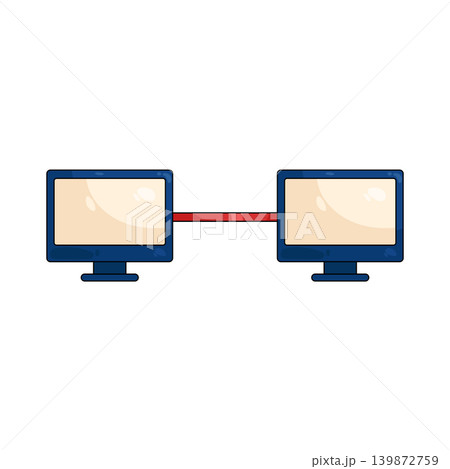 Illustration of computer connected Illustration of computer connected 139872759