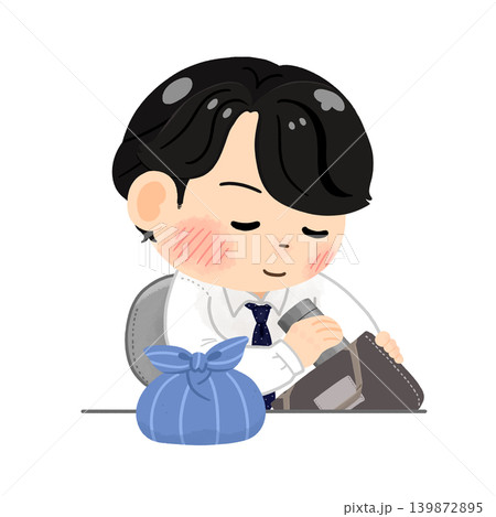 昼休憩_お弁当を持参する男性のイラスト【上半身】 139872895