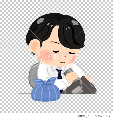 昼休憩_お弁当を持参する男性のイラスト【上半身】 139872895