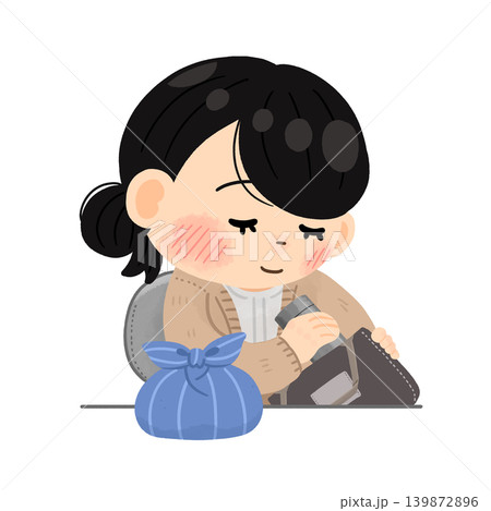 昼休憩_お弁当を持参する女性のイラスト【上半身】 139872896