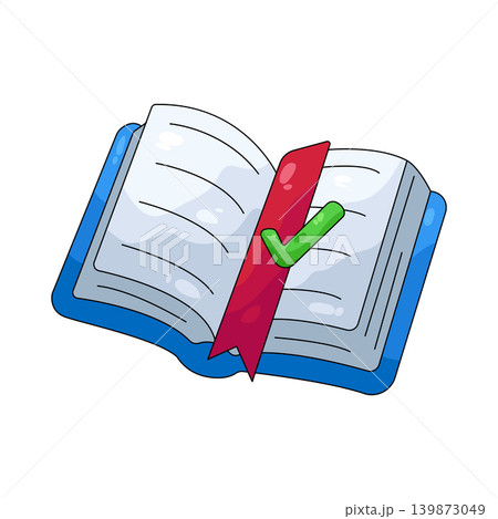 Illustration of open book with checkmark Illustration of open book with checkmark 139873049