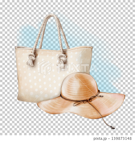 Beach Accessories Watercolor Illustration Beach Accessories Watercolor Illustration 139873148