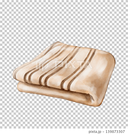 Folded Beach Towel Watercolor Illustration 139873307
