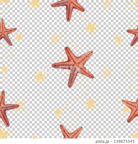 Starfish watercolor seamless pattern with sparkles Starfish watercolor seamless pattern with sparkles 139873345