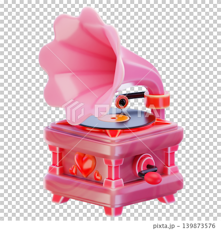 Valentine, gramophone love, 3d render icon 139873576