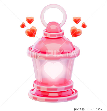 Valentine, love lantern, 3d render icon Valentine, love lantern, 3d render icon 139873579