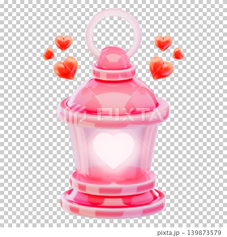 Valentine, love lantern, 3d render icon 139873579