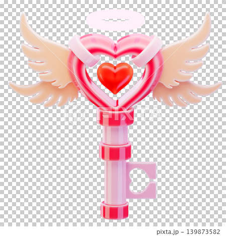 Valentine, love key, 3d render icon 139873582