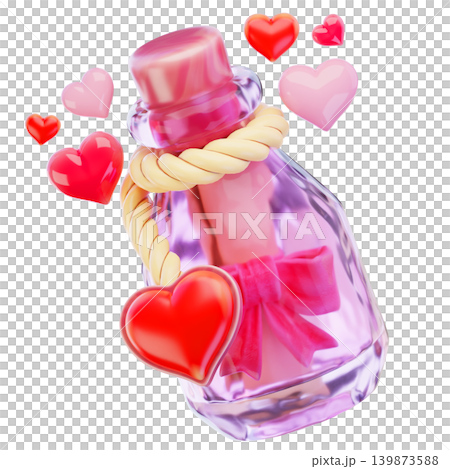 Valentine, letter bottle, 3d render icon Valentine, letter bottle, 3d render icon 139873588