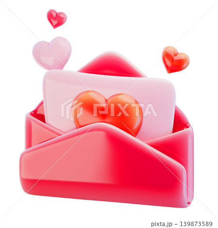 Valentine, love letter, 3d render icon Valentine, love letter, 3d render icon 139873589