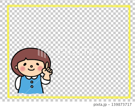 指差する女性の手描きイラスト、ビジネス、案内向けフレームフレーム素材 指差する女性の手描きイラスト、ビジネス、案内向けフレームフレーム素材 139873717