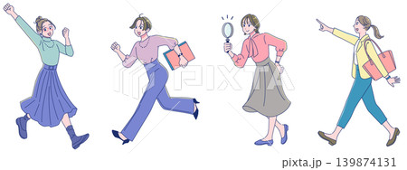 笑顔で歩く社会人女性たちのセット 139874131