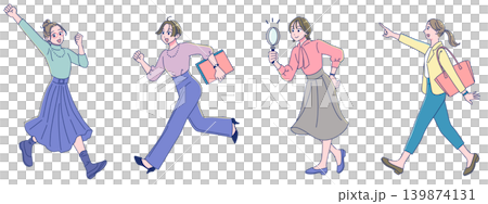 笑顔で歩く社会人女性たちのセット 139874131
