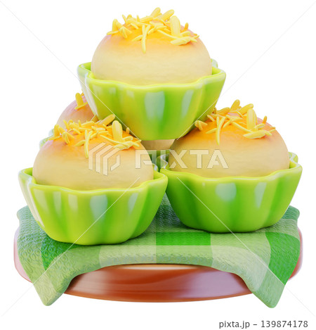 Pineapple tart or Nastar Cake 3d render icon Pineapple tart or Nastar Cake 3d render icon 139874178