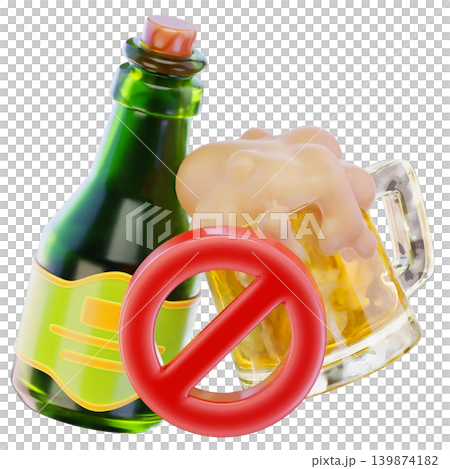 No alcohol 3d render icon 139874182