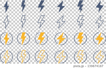 圖示集,包含閃電符號和圓形。 圖示集,包含閃電符號和圓形。 139874187