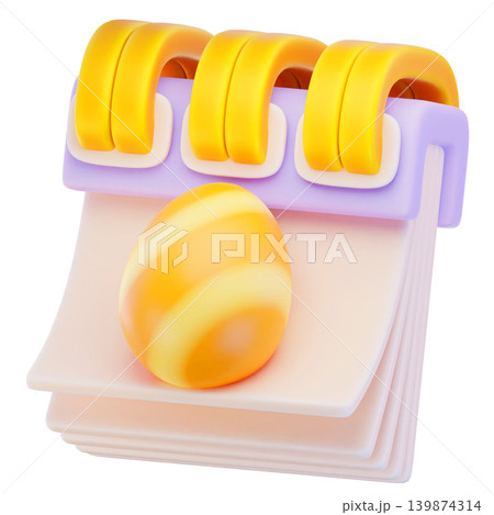 easter calendar 3d render icon, easter illustration 139874314