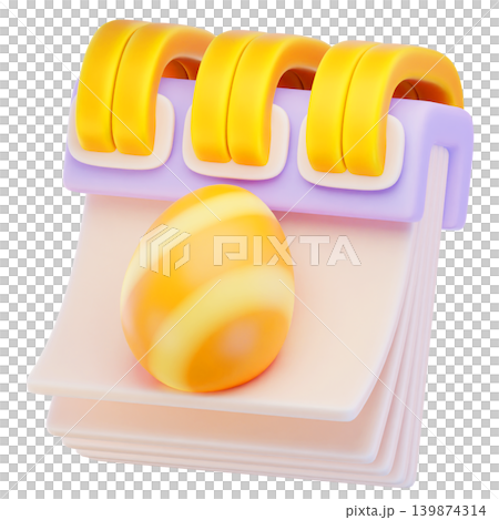 easter calendar 3d render icon, easter illustration 139874314