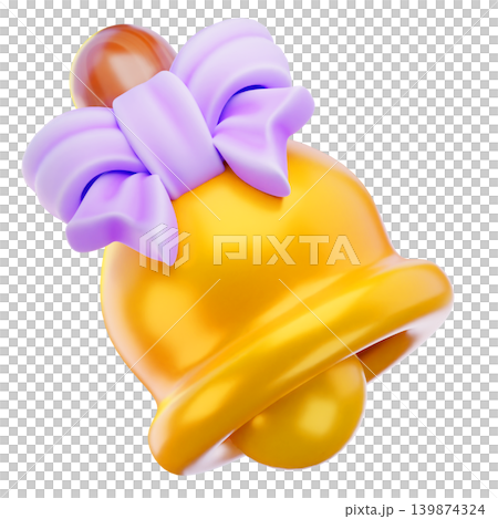 golden bell 3d render icon, easter illustration golden bell 3d render icon, easter illustration 139874324