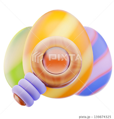 looking for eggs 3d render icon, easter illustration 139874325