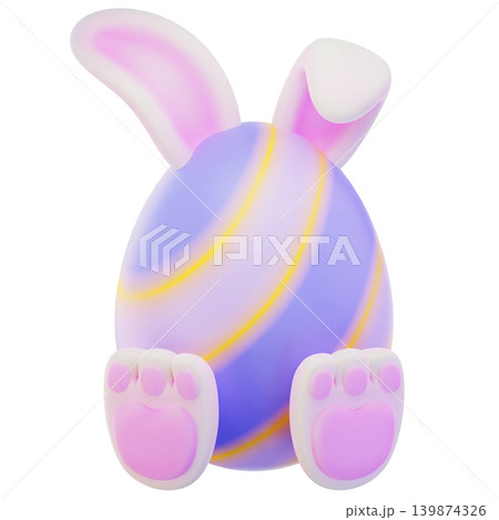 Rabbit Eggs 3d render icon, easter illustration 139874326