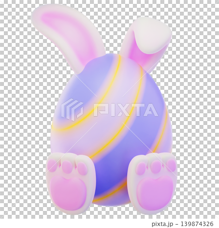 Rabbit Eggs 3d render icon, easter illustration 139874326