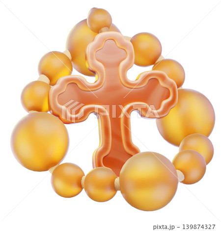 rosary 3d render icon, easter illustration 139874327
