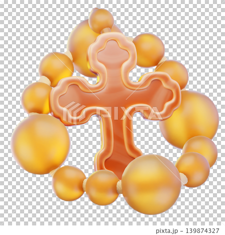 rosary 3d render icon, easter illustration 139874327