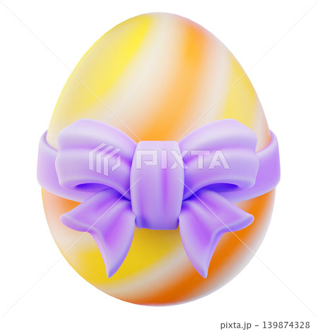 egg with ribbon 3d render icon, easter illustration 139874328