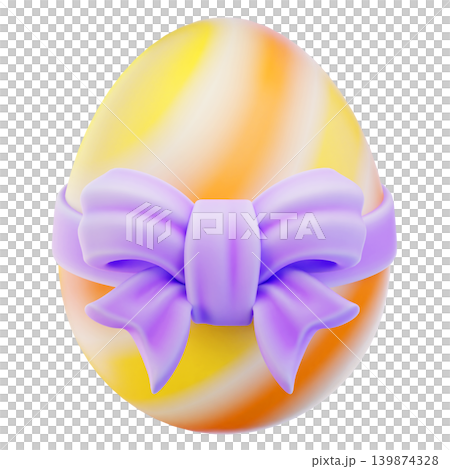 egg with ribbon 3d render icon, easter illustration 139874328