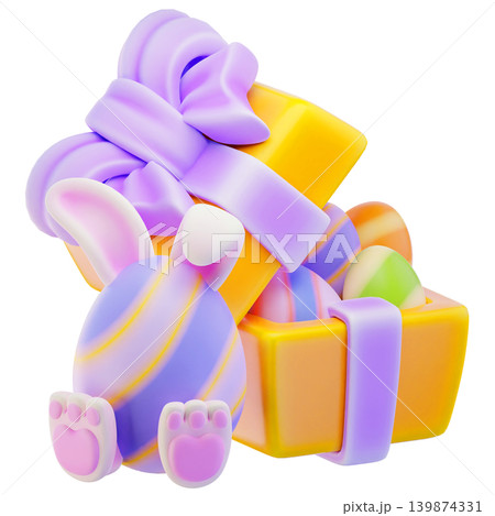 egg gift box 3d render icon, easter illustration 139874331
