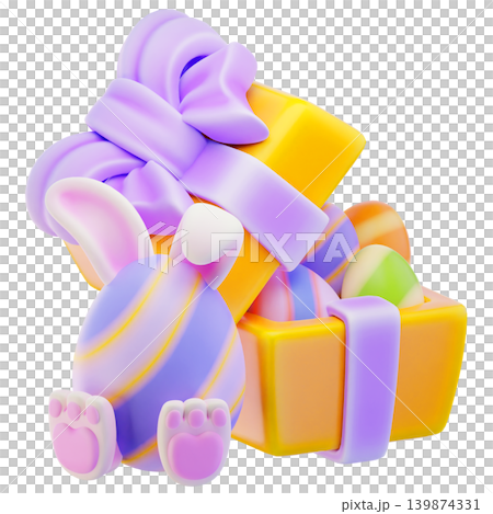 egg gift box 3d render icon, easter illustration 139874331