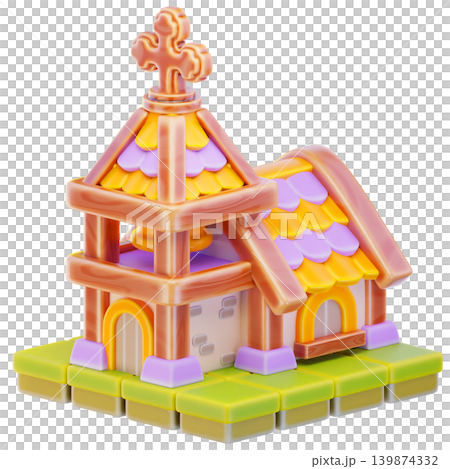 church 3d render icon, easter illustration church 3d render icon, easter illustration 139874332