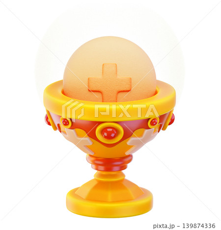Communion Wafer or Host 3d render icon, easter illustration Communion Wafer or Host 3d render icon, easter illustration 139874336