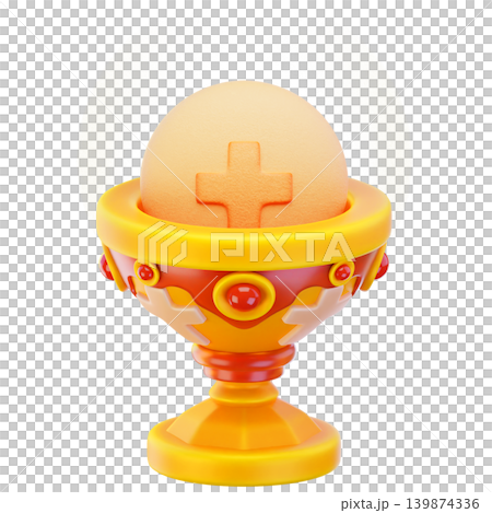 Communion Wafer or Host 3d render icon, easter illustration Communion Wafer or Host 3d render icon, easter illustration 139874336