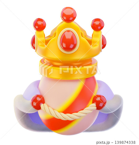 egg with crown and robe 3d render icon, easter illustration 139874338