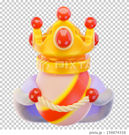 egg with crown and robe 3d render icon, easter illustration 139874338