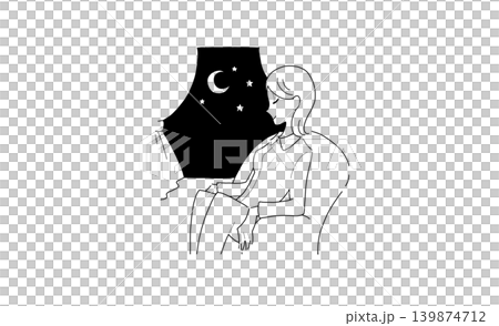 夜間放鬆的女性插圖 夜間放鬆的女性插圖 139874712