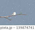 雪の中の枝にいる一羽のシマエナガ.のイラスト 139874741