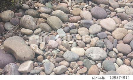 stone texture background with pebbles 139874914