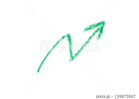 hand drawn arrow with green color crayon on white background hand drawn arrow with green color crayon on white background 139875687