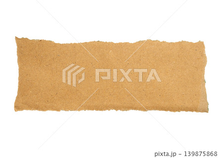 piece of brown paper tear isolated on white background 139875868