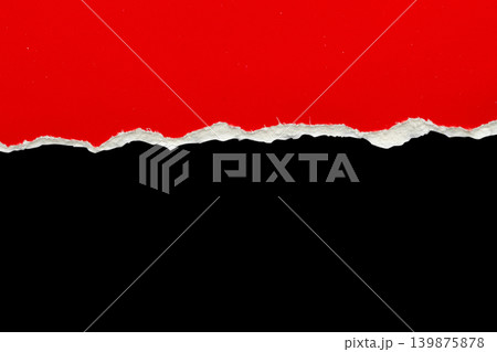 Red ripped paper torn edges strips isolated on black background 139875878
