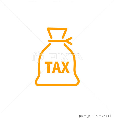 税金(TAX)の袋のイラストアイコン・オレンジ色・金融・会計 税金(TAX)の袋のイラストアイコン・オレンジ色・金融・会計 139876441