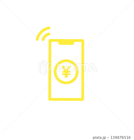 スマホで送金するイメージのアイコン素材、円マークと通信波 スマホで送金するイメージのアイコン素材、円マークと通信波 139876516