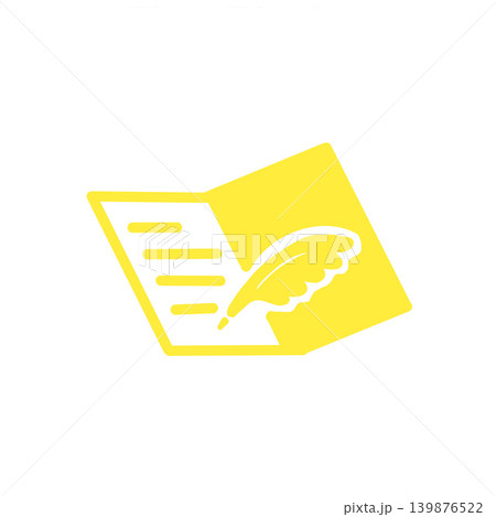 quill pen writing on open book, flat design 139876522