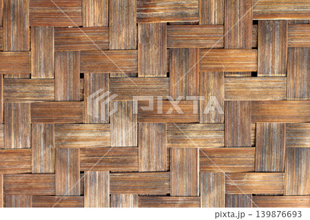 Close up of brown color wooden weave texture background 139876693