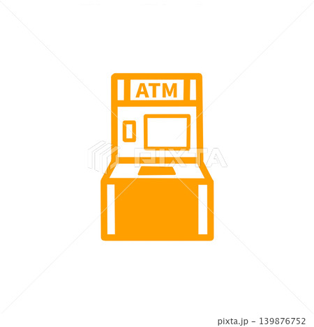 ATMのシンプルなアイコンイラスト・オレンジ・金融・決済・キャッシュレス ATMのシンプルなアイコンイラスト・オレンジ・金融・決済・キャッシュレス 139876752