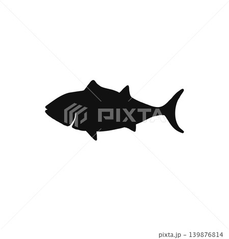黒い背景に描かれた、魚のシルエットイラスト・シンプル・ミニマルデザイン 黒い背景に描かれた、魚のシルエットイラスト・シンプル・ミニマルデザイン 139876814